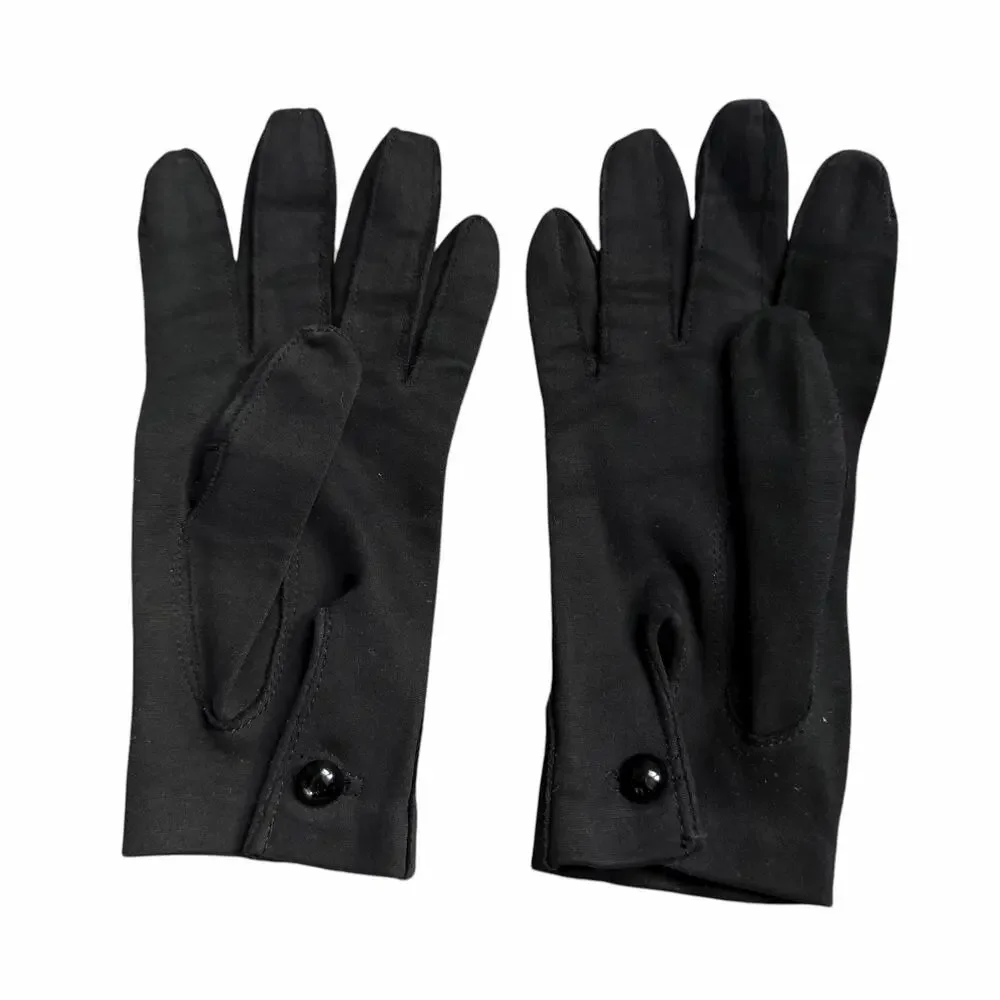 WPL Vintage Women’s Black Dress Gloves with Button Cuff Classic Size Medium